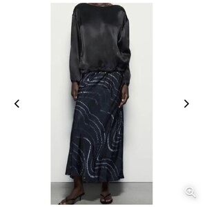 ZARA navy slip skirt